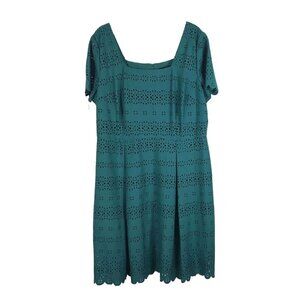 Lane Bryant‎ Midi Dress Womens Plus Size 18 Teal Laser Cut Pleated NWT